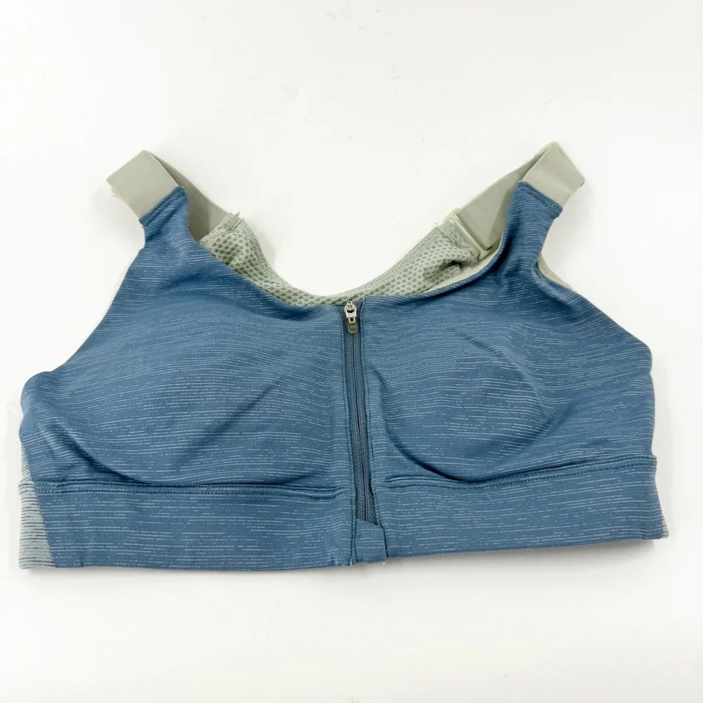 Outdoor Voices Women Blue Space Dye Front Zip Sports Bra XS A/B High Impact